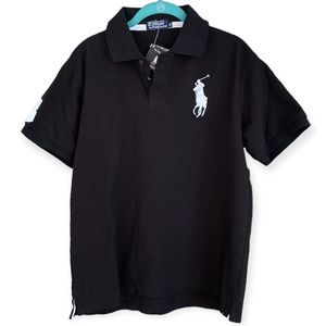 RALPH LAUREN Black Polo Embroidered Preppy Academia Youth Size XL (Boy)